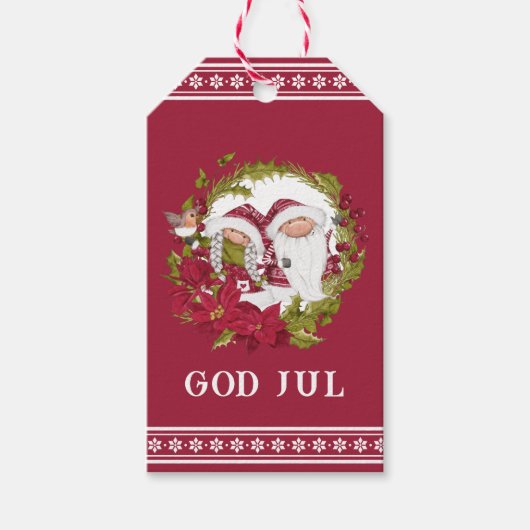 Nordic Gnome | God Jule | Noorse kerst Cadeaulabel (Voorkant)