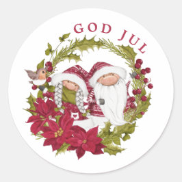 Nordic Gnome | God Jule | Noorse kerst Ronde Sticker