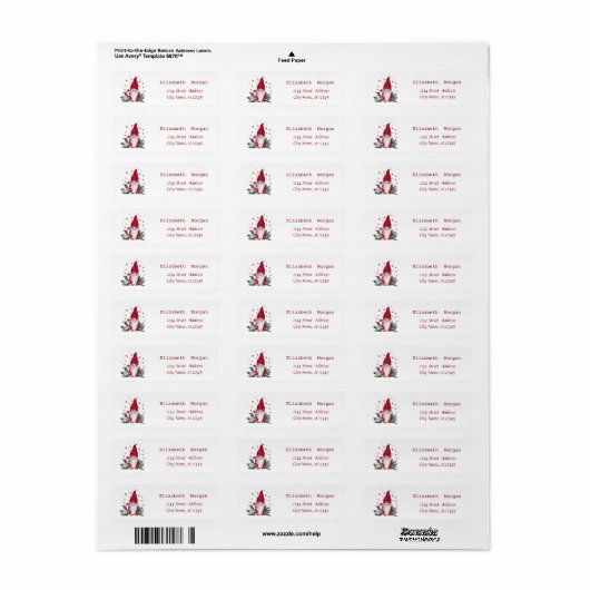 Nordic Gnome Pine Tree Branches Merry Kerstmis Etiket (Full Sheet)