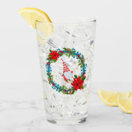 Nordic Gnome Skier binnen een kerst krans Glas