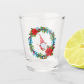 Nordic Gnome Skier binnen een kerst krans Shot Glas (Voorkant)