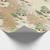 Nordic Gnome Snowflakes Gold Holiday Cadeaupapier (Hoek)