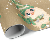Nordic Gnome Snowflakes Gold Holiday Cadeaupapier (Rol Hoek)