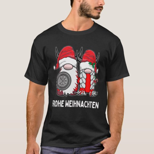 Nordic Gnome Viking Tomte Couple Frohe Weihnachten T-shirt (Voorkant)
