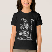 Nordic Gnome White Print Kind’s zwarte T-shirt (Voorkant)