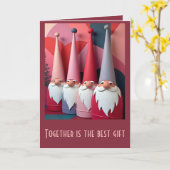 Nordic Gnomes Retro Modern Christmas Kitsch Kaart (Gele Bloem)