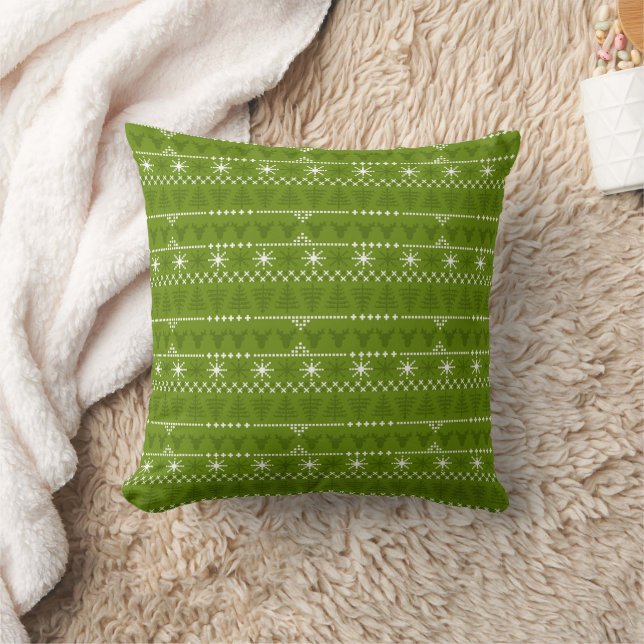 Nordic Green Trees en Stars Pattern Kussen (Deken)