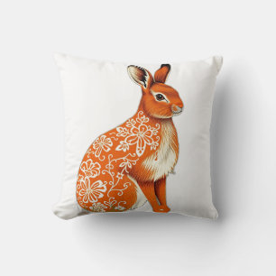 Nordic Hare met Herfstkantpatroon Kussen