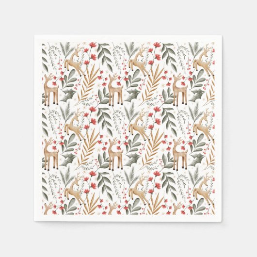 Nordic Holiday Paper Napkins Scandi Christmas Deer Servet (Voorkant)