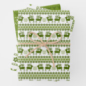 Nordic Holiday Pattern Green & White Inpakpapier Vel (In situ)