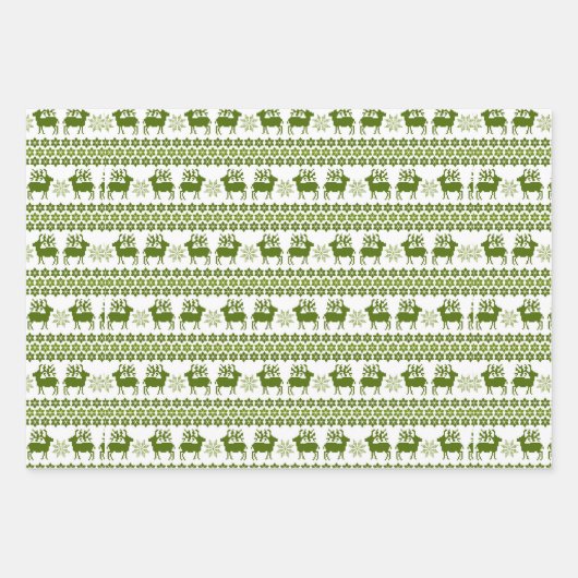 Nordic Holiday Pattern Green & White Inpakpapier Vel (Voorkant)
