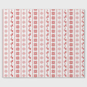 Nordic Holiday Pattern - Rood & Wit Cadeaupapier (Vlak)