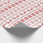 Nordic Holiday Pattern - Rood & Wit Cadeaupapier (Hoek)
