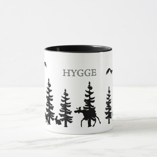 Nordic Hygge met zwart bos en dieren Mok (Midden)