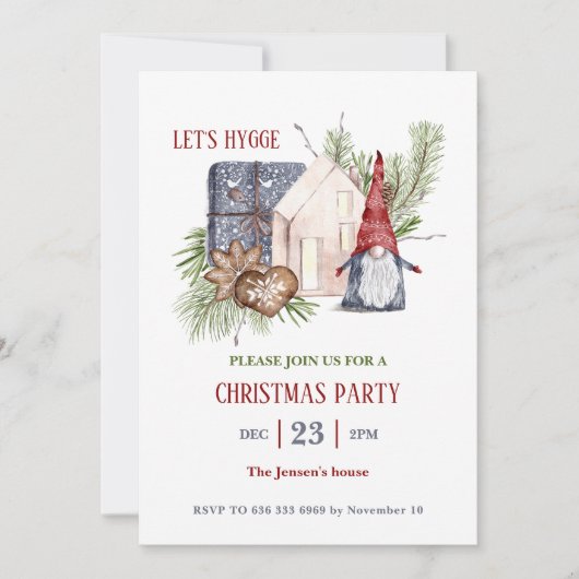 Nordic Hygge Winter Kerstfeest uitnodiging (Voorkant)