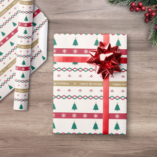 Nordic Kerstbomen Persoonlijk Cadeaupapier