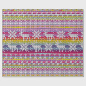 Nordic Kerstkleurful Winter Knits Pattern Cadeaupapier (Vlak)