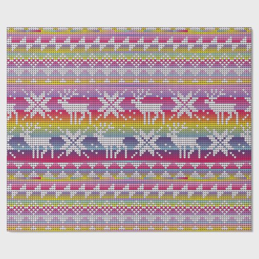 Nordic Kerstkleurful Winter Knits Pattern Cadeaupapier (Vlak)