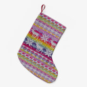 Nordic Kerstkleurful Winter Knits Pattern Kleine Kerstsok (Voorkant (Hangend))