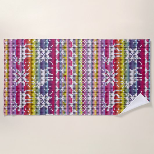 Nordic Kerstkleurful Winter Knits Pattern Strandlaken (Voorkant)