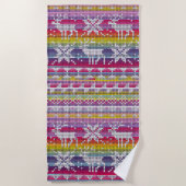 Nordic Kerstkleurful Winter Knits Pattern Strandlaken (Voorkant)