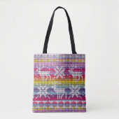 Nordic Kerstkleurful Winter Knits Pattern Tote Bag (Voorkant)