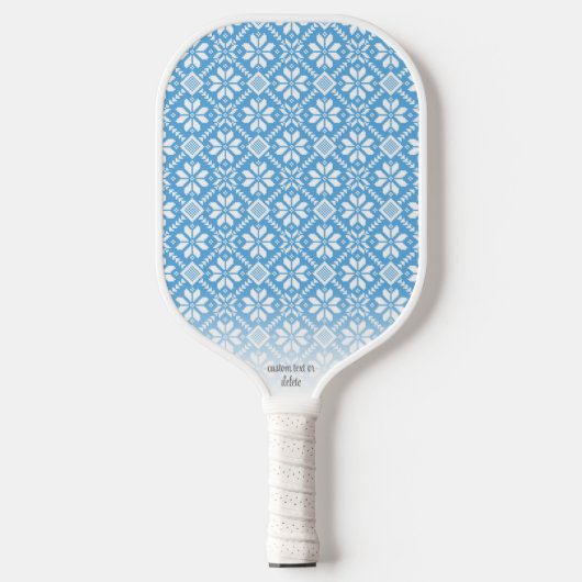 Nordic Knit Pattern Blue White - gepersonaliseerde Pickleball Paddle (Voorkant)