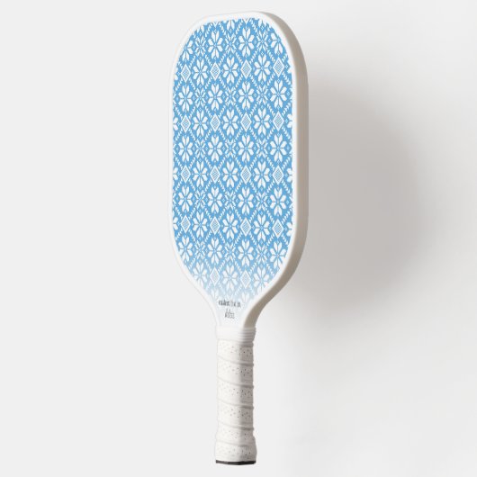 Nordic Knit Pattern Blue White - gepersonaliseerde Pickleball Paddle (Links)