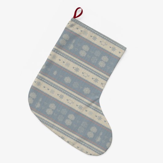 Nordic Knit Pet Christmas Stocking with Snowflakes Grote Kerstsok (Voorkant (Hangend))
