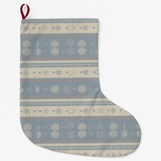 Nordic Knit Pet Christmas Stocking with Snowflakes Grote Kerstsok (Voorkant)