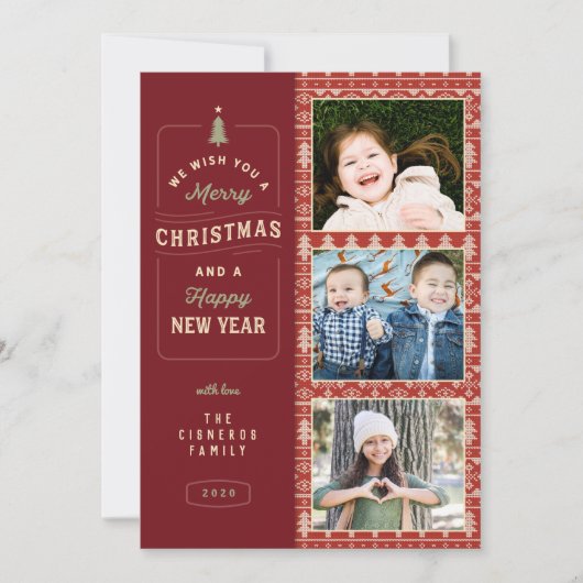 Nordic Knited Pattern Holiday Kaart (Voorkant)