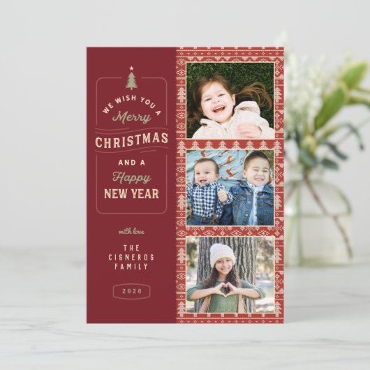 Nordic Knited Pattern Holiday Kaart (Staand voorkant)