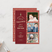 Nordic Knited Pattern Holiday Kaart (Voorkant / Achterkant in situ)