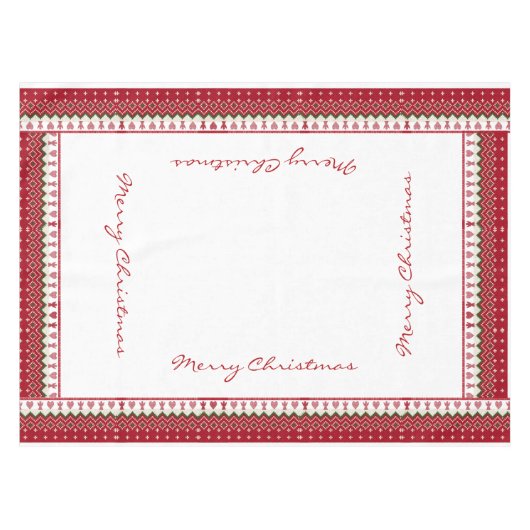 Nordic Knitted Scandi Hygge Angel Hearts Kerstmis Tafelkleed (Voorkant (Horizontaal))