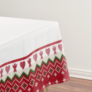 Nordic Knitted Scandi Hygge Angel Hearts Kerstmis Tafelkleed