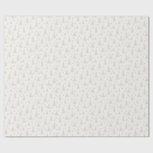 Nordic Light Tan Christmas Trees White Cadeaupapier (Vlak)