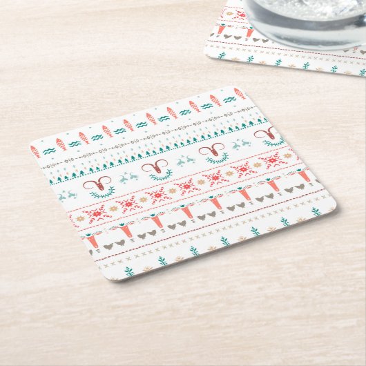 Nordic Light Winter Pattern Kartonnen Onderzetters (Schuin)