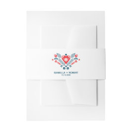 Nordic Love in rood en blauw | Huwelijksuitnodigin Uitnodigingen Wikkel