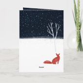 Nordic Merry Christmas Night Red Barn & Red Fox Feestdagen Kaart (Achterkant)