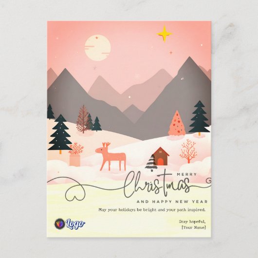 Nordic Minimal Business Personal Christmas Briefkaart (Voorkant)