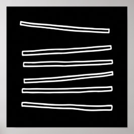 Nordic Minimalist Black White Abstract Poster