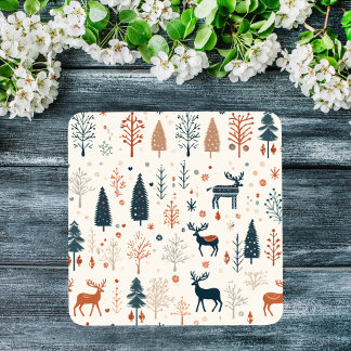 Nordic Minimalist Reindeer Beige Scandinavisch Glazen Onderzetter