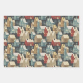 Nordic Modern Winter Town Cozy Houses Pattern Blue Inpakpapier Vel (Voorkant 2)