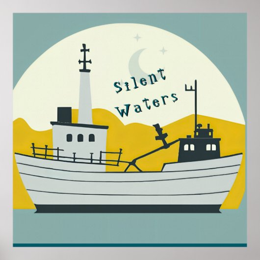 Nordic Moon Boat  Poster (Voorkant)