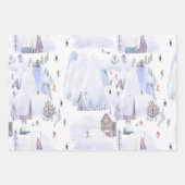 Nordic Mountain Snowy skidorp Inpakpapier Vel (Voorkant)