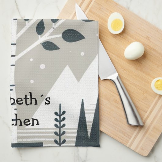 Nordic Mountains en Berkenboom Theedoek (Quarter Fold)