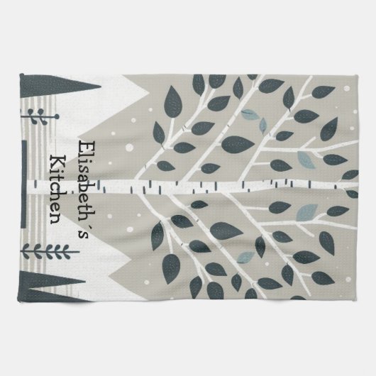 Nordic Mountains en Berkenboom Theedoek (Horizontaal)