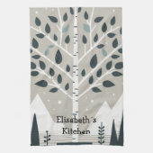 Nordic Mountains en Berkenboom Theedoek (Verticaal)