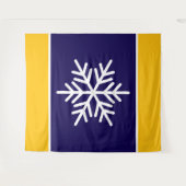 Nordic Navy Blue Yellow Stripes White Snowflake Wandkleed (Voorkant (horizontaal))