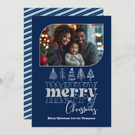 Nordic Night Modern Retro Doodle Kerstfoto Feestdagenkaart